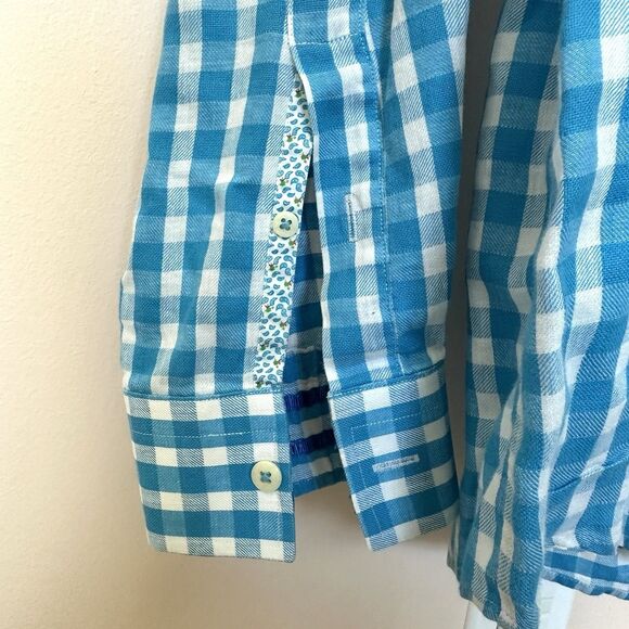 Robert Graham Shirt Mens Large Blue Gingham Classic Fit Long Sleeve Button Down - Picture 5 of 12
